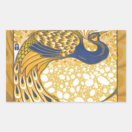 Peacock Antiek kleurrijk Rechthoekige Sticker (Voorkant)