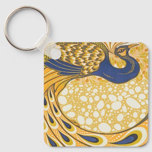 Peacock Antiek  kleurrijk Sleutelhanger (Voorkant)