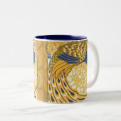 Peacock Antiek  kleurrijk Tweekleurige Koffiemok (Voorkant rechts)