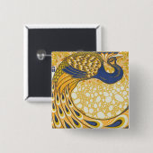 Peacock Antiek  kleurrijk Vierkante Button 5,1 Cm (Voorkant /achterkant)