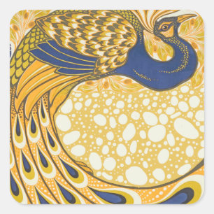 Peacock Antiek  kleurrijk Vierkante Sticker