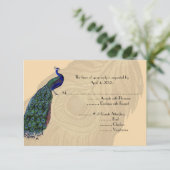 Peacock-antwoordkaarten met menuopties RSVP Kaartje (Staand voorkant)