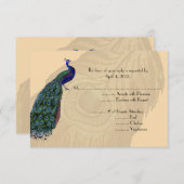  Peacock-antwoordkaarten met menuopties RSVP Kaartje (Voorkant / Achterkant)