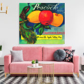 Peacock Apple Crate LabelWatsonville, CA Canvas Afdruk (Insitu (Woonkamer))