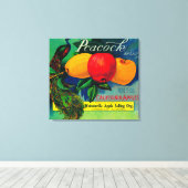 Peacock Apple Crate LabelWatsonville, CA Canvas Afdruk (Insitu (Houten vloer))