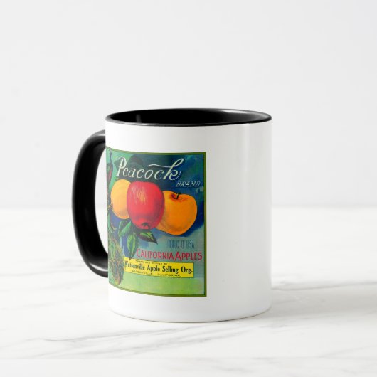 Peacock Apple Crate LabelWatsonville, CA Mok (Voorkant links)