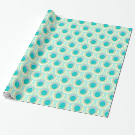 Peacock aqua green blue patterned wrap cadeaupapier (Uitgerold)