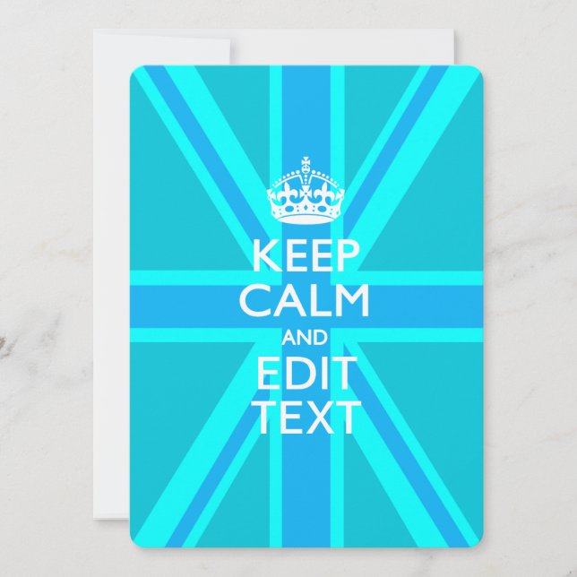 Peacock Aqua Keep Calm and Jouw tekst Union Jack (Voorkant)