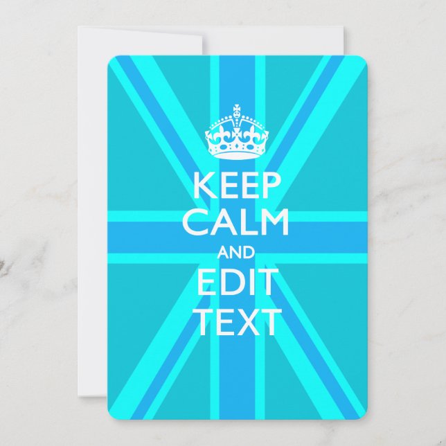 Peacock Aqua Keep Calm and Jouw tekst Union Jack (Voorkant)