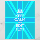 Peacock Aqua Keep Calm and Jouw tekst Union Jack Flyer (Voorkant)