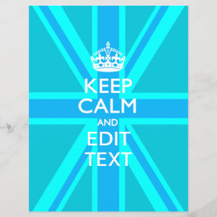 Peacock Aqua Keep Calm and Jouw tekst Union Jack Flyer