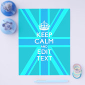 Peacock Aqua Keep Calm and Jouw tekst Union Jack Flyer (Enkel)