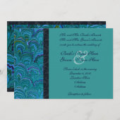 Peacock Aqua Wedding Uitnodiging (Voorkant / Achterkant)