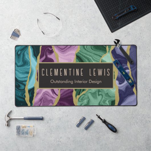 Peacock aquarel agaat aanpasbaar bureaumat (Werkstation)