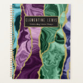 Peacock aquarel agaat V1 aanpasbaar Planner (Voorkant)