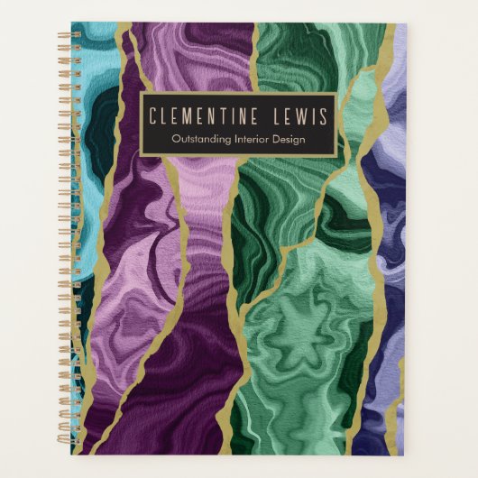 Peacock aquarel agaat V1 aanpasbaar Planner (Voorkant)