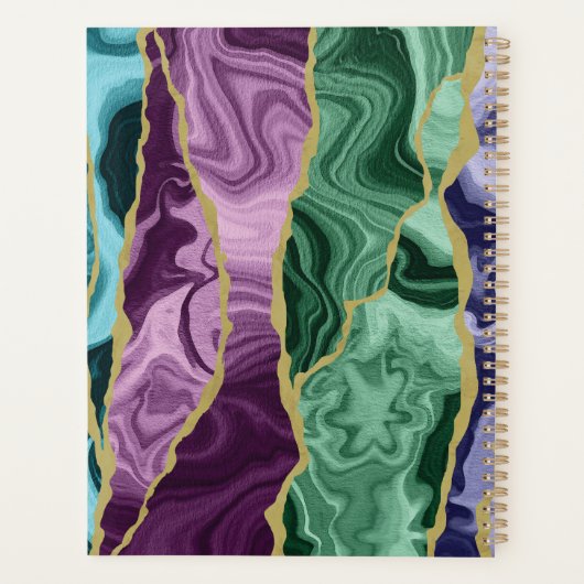 Peacock aquarel agaat V1 aanpasbaar Planner (Achterkant)