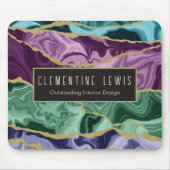 Peacock aquarel agaat v2 aanpasbaar muismat (Voorkant)