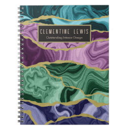 Peacock aquarel agaat v2 aanpasbaar Notitieboek