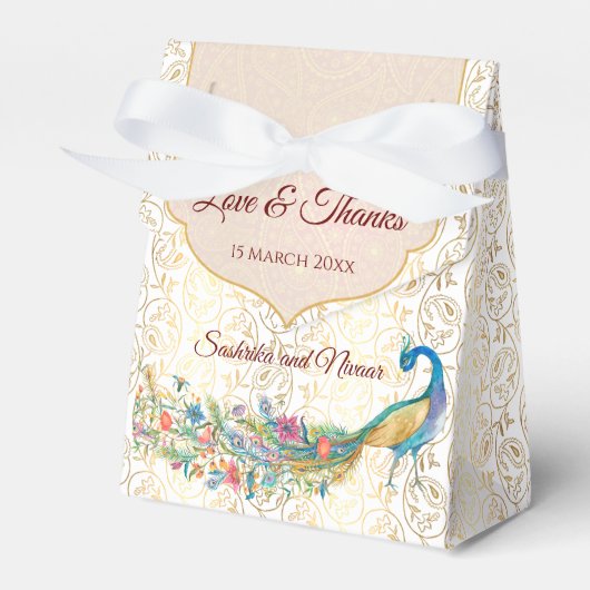 Peacock Arabisch patroon Indiaas huwelijksgunstcad Bedankdoosjes (Voorkant Zijde)