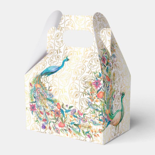 Peacock Arabisch patroon Indiaas huwelijksgunstcad Bedankdoosjes (Achterkant)