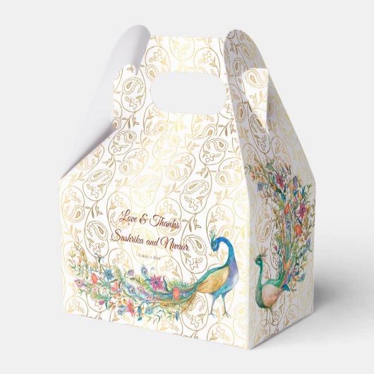Peacock Arabisch patroon Indiaas huwelijksgunstcad Bedankdoosjes (Voorkant Zijde)