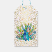 Peacock Arabisch patroon Indiaas huwelijksgunstcad Cadeaulabel (Achterkant)