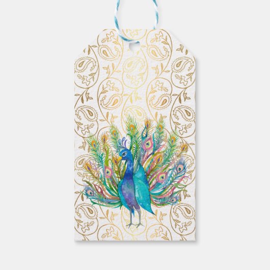 Peacock Arabisch patroon Indiaas huwelijksgunstcad Cadeaulabel (Achterkant)