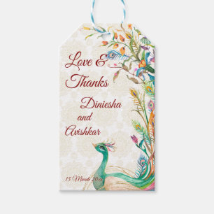 Peacock Arabisch patroon Indiaas huwelijksgunstcad Cadeaulabel