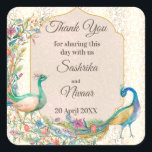 Peacock Arabisch patroon Indiaas huwelijksgunstcad Vierkante Sticker<br><div class="desc">Peacock Arabisch patroon Indische bruiloft wil je sticker bedanken.</div>