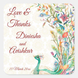 Peacock Arabisch patroon Indiaas huwelijksgunstcad Vierkante Sticker