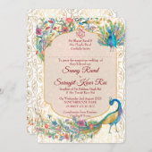 Peacock Arabisch patroon Indische bruiloft voor br Kaart (Voorkant / Achterkant)