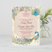 Peacock Arabisch patroon Indische bruiloft voor br Kaart (Staand voorkant)