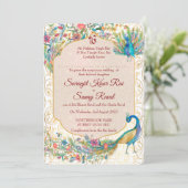 Peacock Arabisch patroon Indische bruiloft voor br Kaart (Staand voorkant)