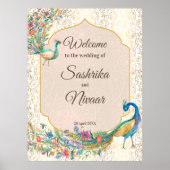 Peacock Arabisch patroon Indische bruiloft welkom Poster (Voorkant)