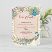 Peacock Arabisch patroon Indische trouwgegevens Kaart (Staand voorkant)