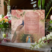 Peacock Arch Blush Pink Peony Flower Baby shower Kaart