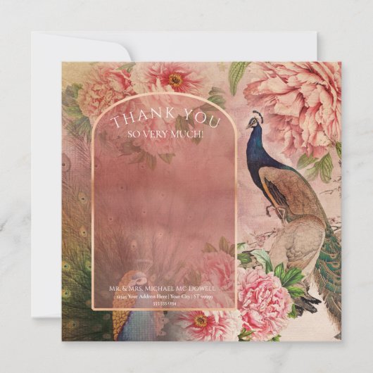 Peacock Arch Blush Pink Peony Flower Bedankt (Voorkant)