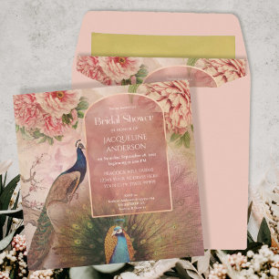 Peacock Arch Blush Pink Peony Flower Vrijgezellenf Kaart