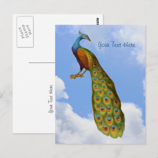 Peacock Art Bird Briefkaart (Voorkant / Achterkant)