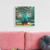Peacock art canvas (Insitu (Woonkamer))