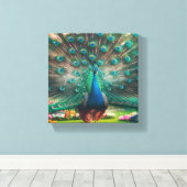 Peacock art canvas (Insitu (Houten vloer))