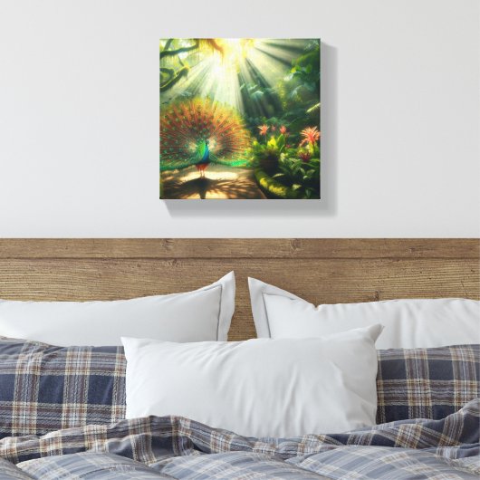 Peacock art canvas afdruk (Insitu (Slaapkamer))