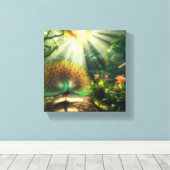 Peacock art canvas afdruk (Insitu (Houten vloer))