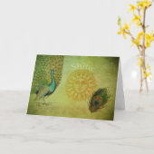  Peacock Art Collage Kaart (Gele Bloem)