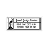 Peacock Art Deco Border | Naam en retouradres Rubberstempel (Afrduk)