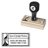 Peacock Art Deco Border | Naam en retouradres Rubberstempel (Gestempeld)