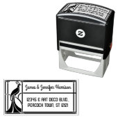 Peacock Art Deco Border | Naam en retouradres Zelfinktende Stempel (In situ)