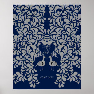 Peacock Art Deco bruiloft ondertekening gastenboek Poster