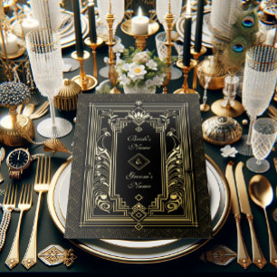 Peacock Art Deco bruiloft uitnodiging echte gouden